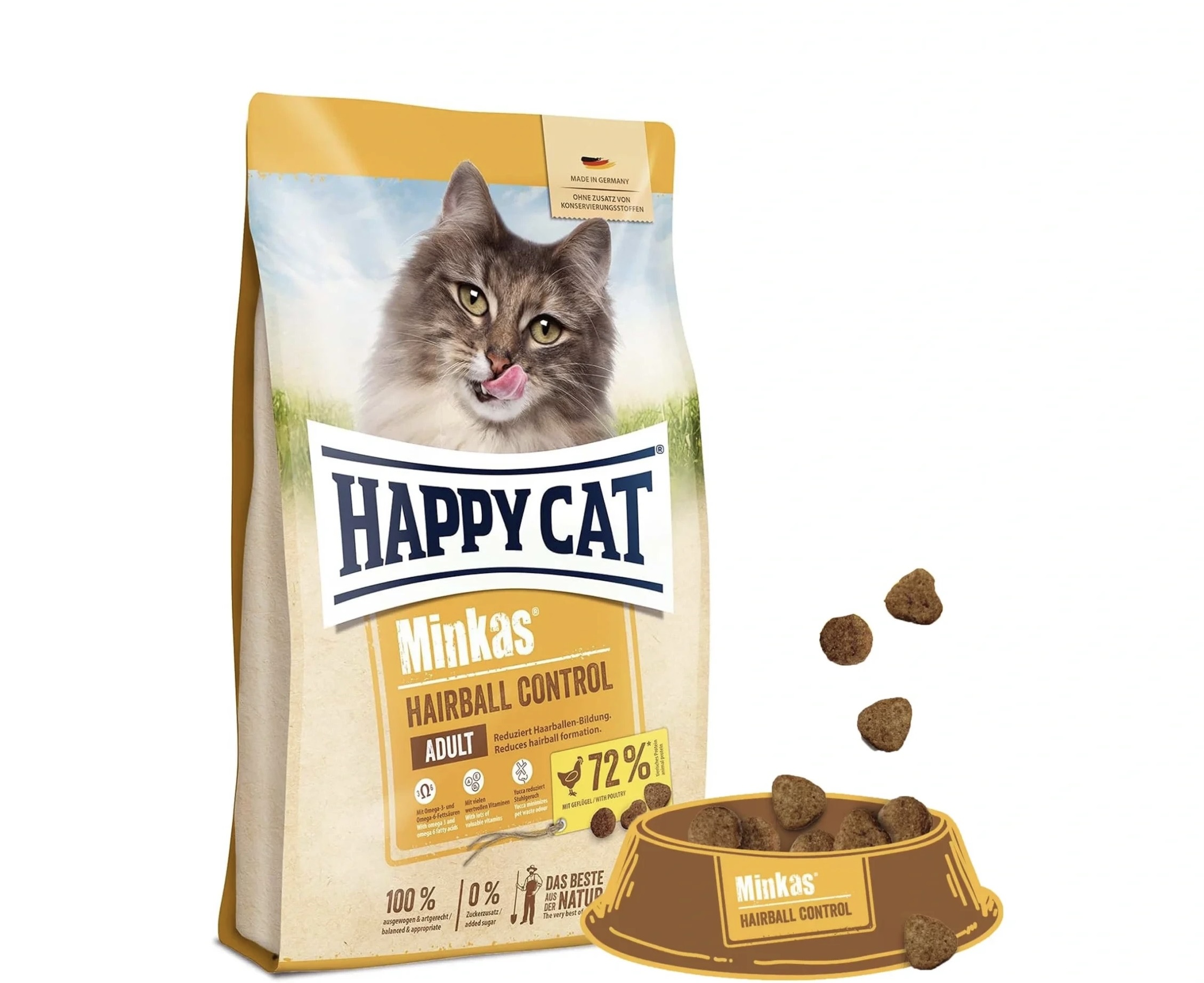 غذای خشک گربه هپی کت مدل hairball control